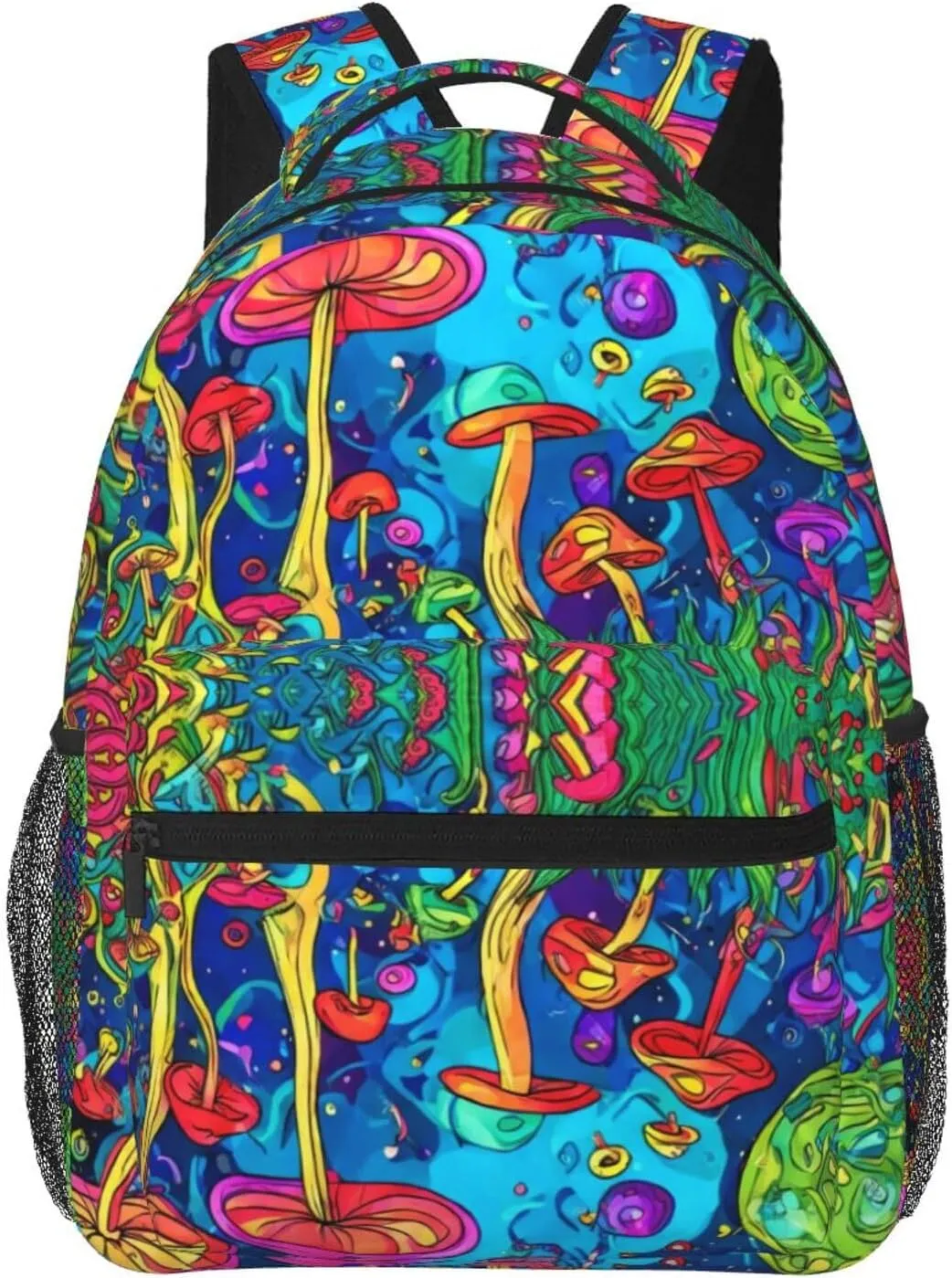 Capacity Anti-Theft Multipurpose Shoulder Bag, Colorful Glowing Mushrooms Psychedelic novice infinitesimally receiver Art Travel and Sport Backpack Rucksack Polyester Daypack for Hiking Work Running - Big 