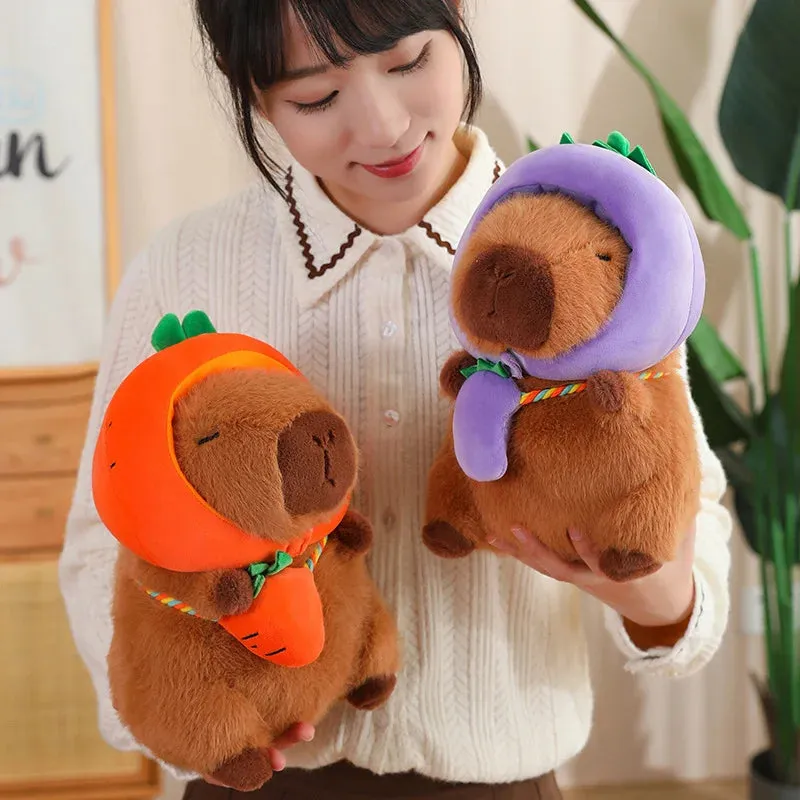Capybara with Vegetable Hats Plushie