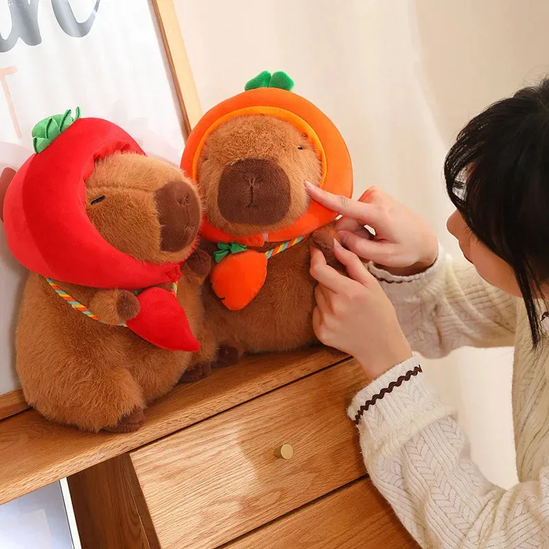 Capybara with Vegetable Hats Plushie