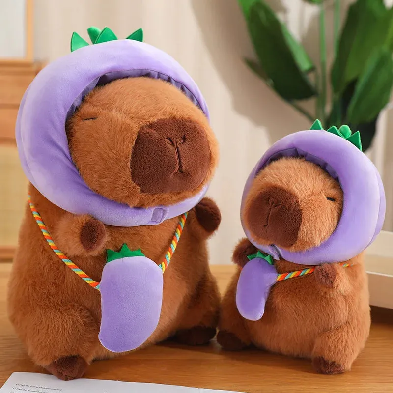 Capybara with Vegetable Hats Plushie