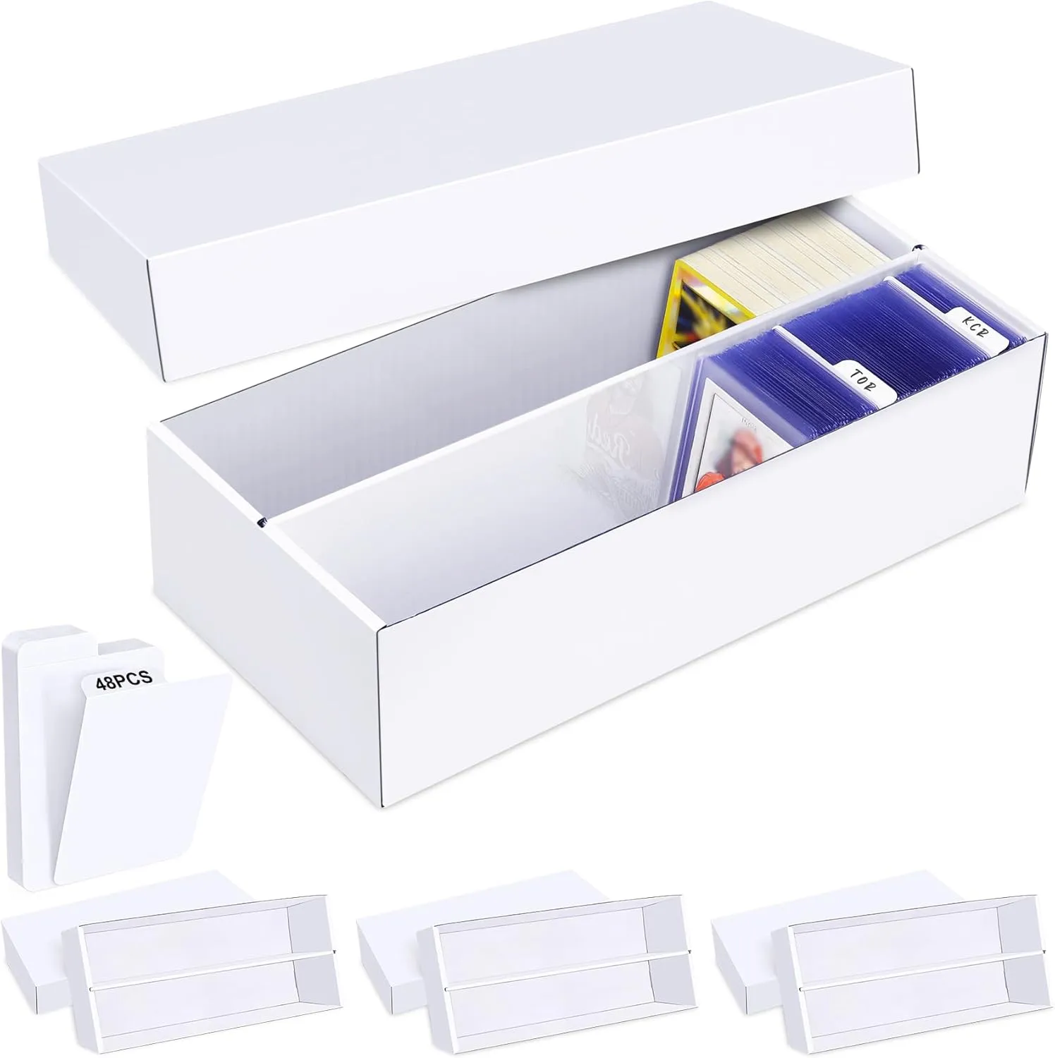 Card Storage Box 4 Pack�C1600 Count Cardboard Organizer with Dividers for fiction solder MTG$ TCG$ Sports$ Toploader Trading 