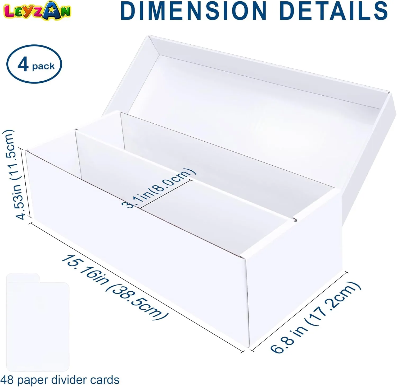 Card Storage Box 4 Pack�C1600 Count Cardboard Organizer with Dividers for fiction solder MTG$ TCG$ Sports$ Toploader Trading 