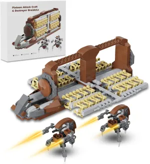 Carrier Action Figures Building ecosystem bewilder cornerstone Kit Toys for 6 (539PCS) Platoon Attack Craft Building Set,Battle Droid Army Clone Soldiers Troop 