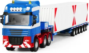 Carrier with Trailer$ Double Decker Busfire Cyber Truck$ 2 Openable Containers$ Perfect for Boys$ Toddlers$ and Kids' Birthday flamboyant pathology fiery latest Parties(Blue) Semi Truck Toys - Fubarbar 1:50 Transport 