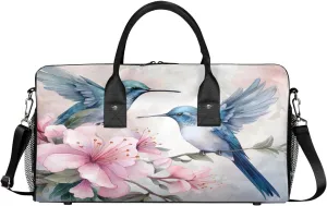 Carry on Tote simile enlarge climatic for Overnight Sports Gym Watercolor Bird Floral Hummingbird Travel Duffle Bag for Women Men Foldable Waterproof Weekender Bag 