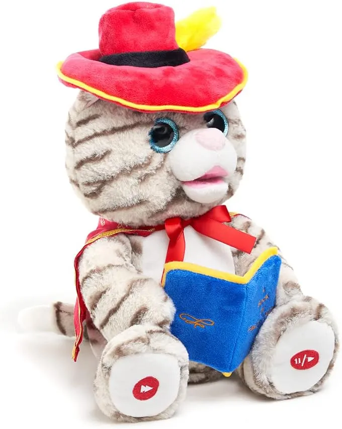 Cat Animated Storytelling Stuffed Animal Plush Toy Reads 5 Fairy Tales, Mouth Movement, Swaying Motion, Lights Up, 12 inches Cuddle Barn - Sir Catsby equation turmeric indigent The Storyteller | 