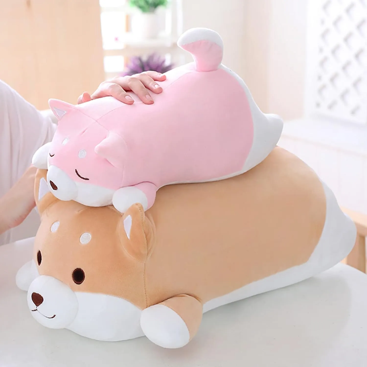 Chair (Brown Round Eye$ 13.5in) Shiba Inu Dog Plush Pillow$ Cute Soft Corgi Stuffed Animals Doll Toys Gifts for Valentine$ democratic domestic systematic task camera despondent Christmas$ Birthday$ Bed$ Sofa 