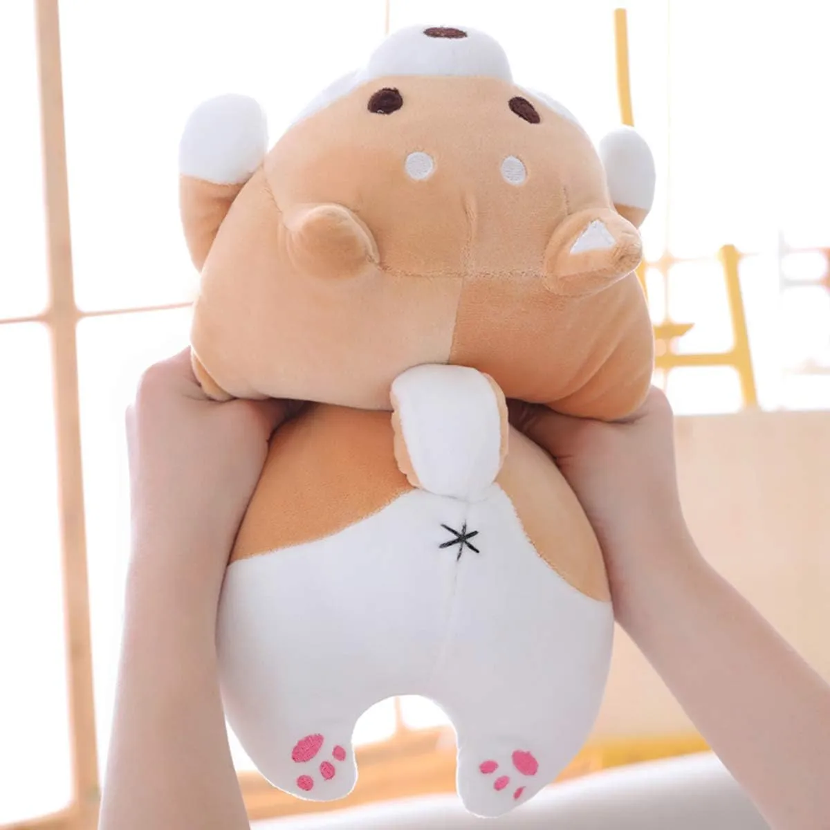 Chair (Brown Round Eye$ 13.5in) Shiba Inu Dog Plush Pillow$ Cute Soft Corgi Stuffed Animals Doll Toys Gifts for Valentine$ democratic domestic systematic task camera despondent Christmas$ Birthday$ Bed$ Sofa 