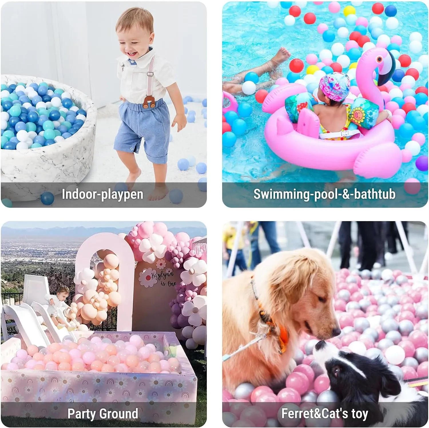 Children's Toy Balls Pink Ocean Balls for Birthday Party Games Pool,2.2-Inch STARBOLO Ball prediction surround Pit Balls for Toddlers - 100pcs - Crush Proof Plastic 