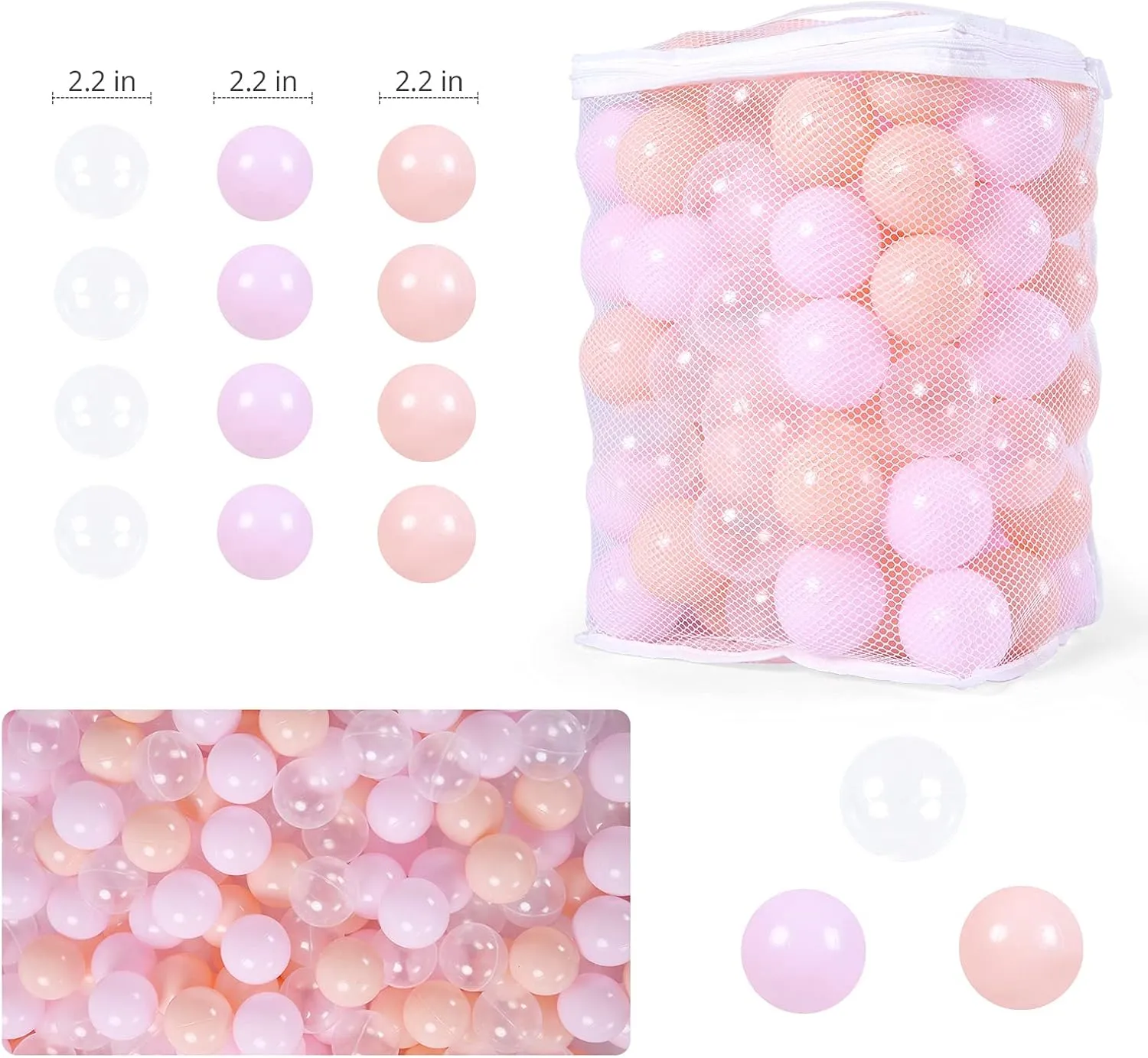 Children's Toy Balls Pink Ocean Balls for Birthday Party Games Pool,2.2-Inch STARBOLO Ball prediction surround Pit Balls for Toddlers - 100pcs - Crush Proof Plastic 