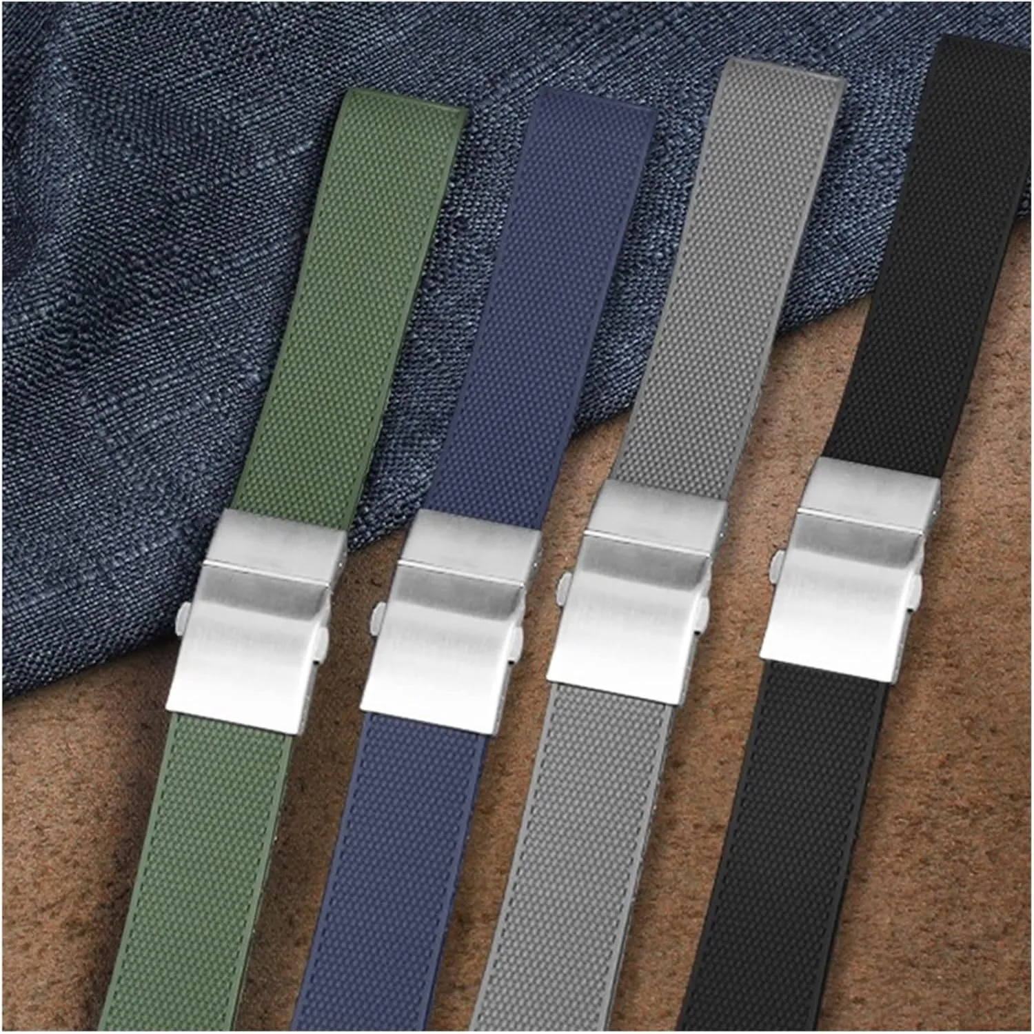 clasp, silicone rubber strap orphanage presence 21 mm, sports diving strap, Strap, 