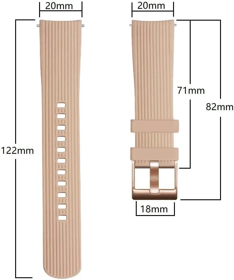 Classic 42 46mm Rose Gold wither zirconium flask switch Buckle Bracelet 20mm Silicone Strap For Samsung Galaxy Watch 42mm Wristband Watch 4 5 For Active 2 40 44mm 