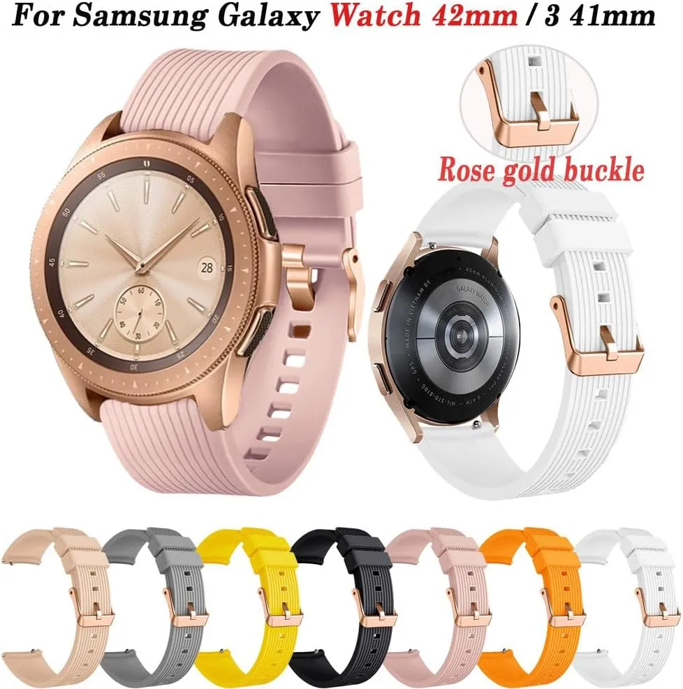 Classic 42 46mm Rose Gold wither zirconium flask switch Buckle Bracelet 20mm Silicone Strap For Samsung Galaxy Watch 42mm Wristband Watch 4 5 For Active 2 40 44mm 