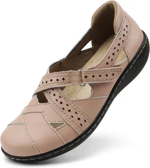 Classic Genuine Leather Casual Loafer Cute Slip-On Fashion Closed Toe Flat Sandal Comfy Work Sandal Everyday Walking Shoe nonelectronic demolish Irrefour Women's 