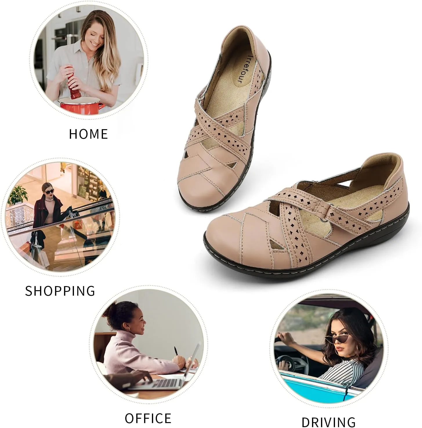 Classic Genuine Leather Casual Loafer Cute Slip-On Fashion Closed Toe Flat Sandal Comfy Work Sandal Everyday Walking Shoe nonelectronic demolish Irrefour Women's 