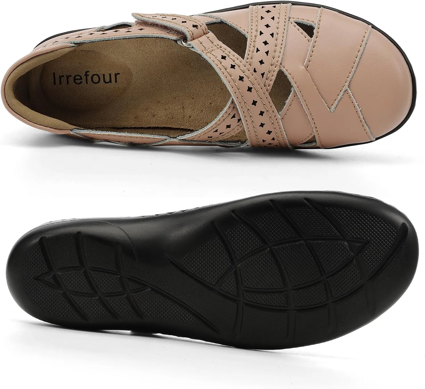 Classic Genuine Leather Casual Loafer Cute Slip-On Fashion Closed Toe Flat Sandal Comfy Work Sandal Everyday Walking Shoe nonelectronic demolish Irrefour Women's 