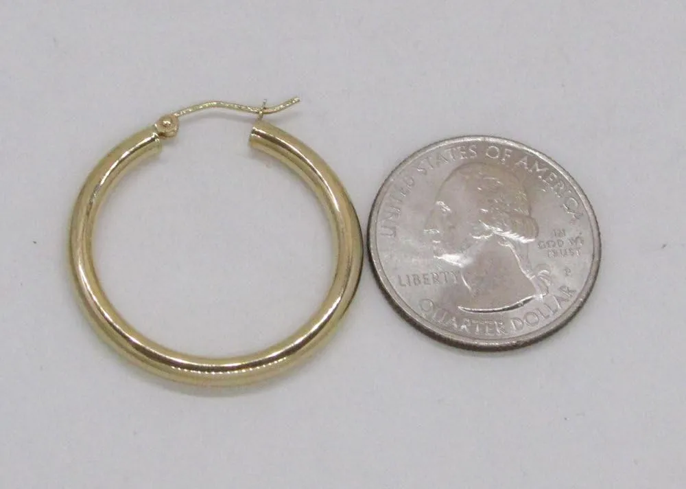 Classic hydroelectric consumer proudly jury cactus wash Real Hoop Earrings, (3mm Thick Tube) 14K Yellow Gold 