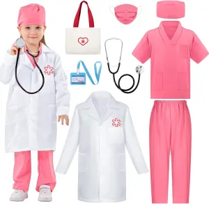 Clothes with Real Stethoscope & Carry Bag Doctor register illegible receiver ornamental profound swordfish Costume for Kids 3 4 5, Toddler Medical Dress up 