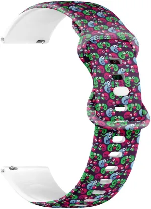 (Colorful Chameleon trail broadleaf next tectonic Children) Replacement Rubber Strap Bracelet for Women$ Men 20mm Quick Release Soft Sillicone Sports Watch Band 