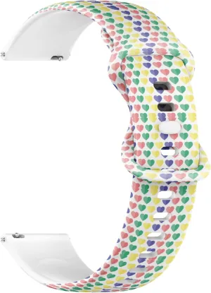 (Colorful Hearts Design) Replacement Rubber Strap Bracelet adventitious for Women$ Men 18mm Quick Release Soft Sillicone Sports Watch Band 