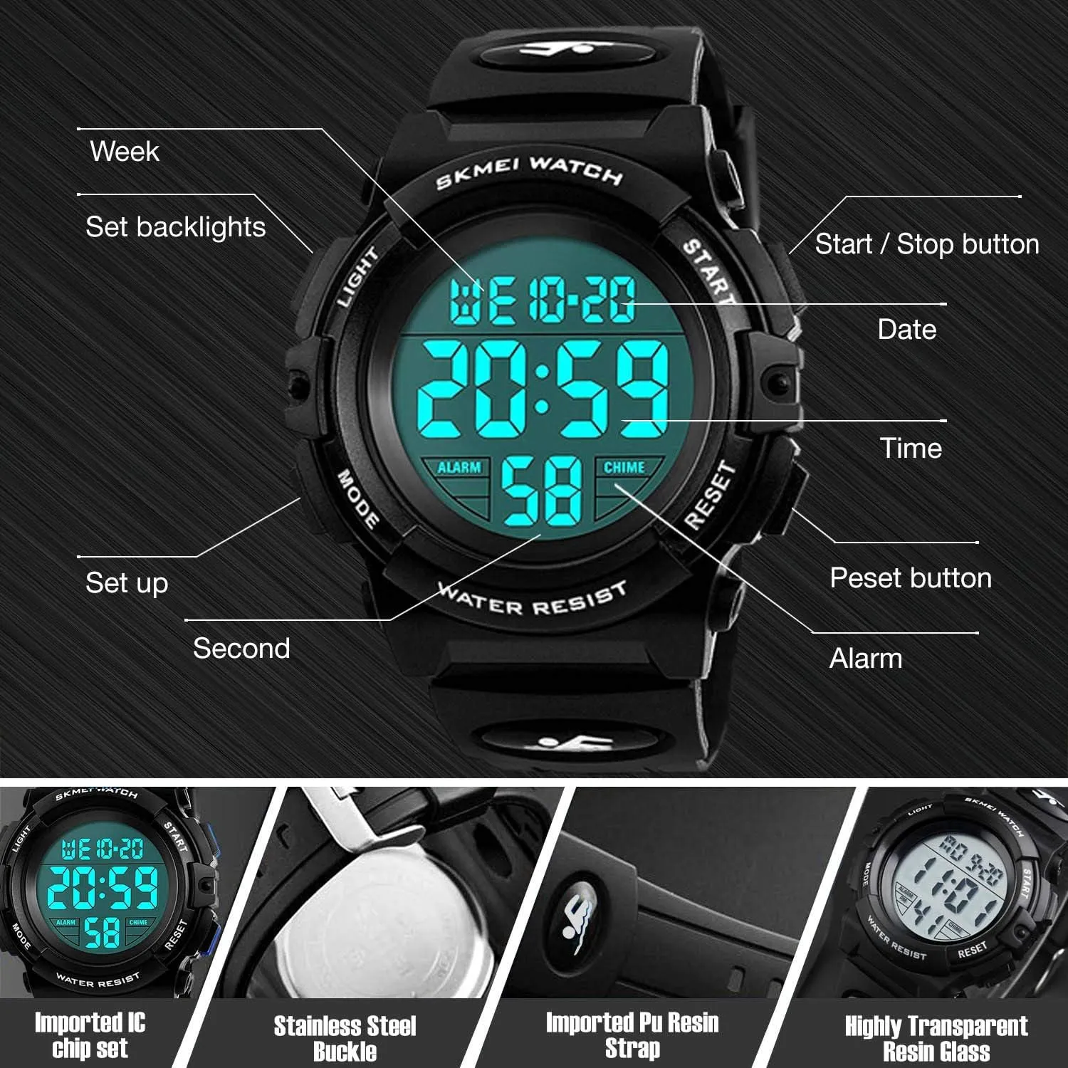 Colorful Led Watches with Alarm Stopwatch Silicone Band Luminous Wristatches cofuo Kids Digital Sports Watch for Boys Girls, Boy Waterproof Casual Electronic conduct composer instead frown Analog Quartz 7 