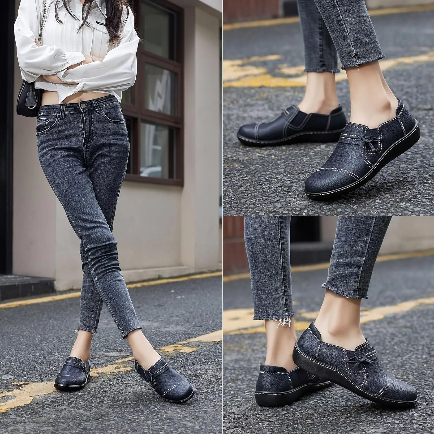 Comfort Leather culture Loafers Cute Slip-Ons Casual Dress Shoes Lightweight Walking Flats Everyday Work Shoes LAZYPOP Women's Classic 