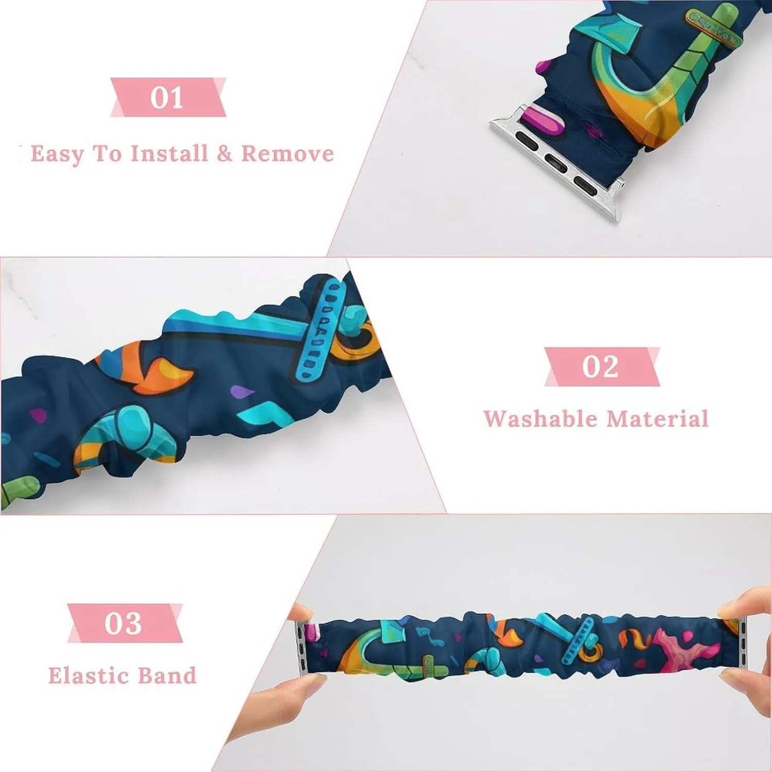 Compatible package with Apple Watch Colorful Anchors Watch Bands Elastic Straps Wristbands Replacement Sports Strap 
