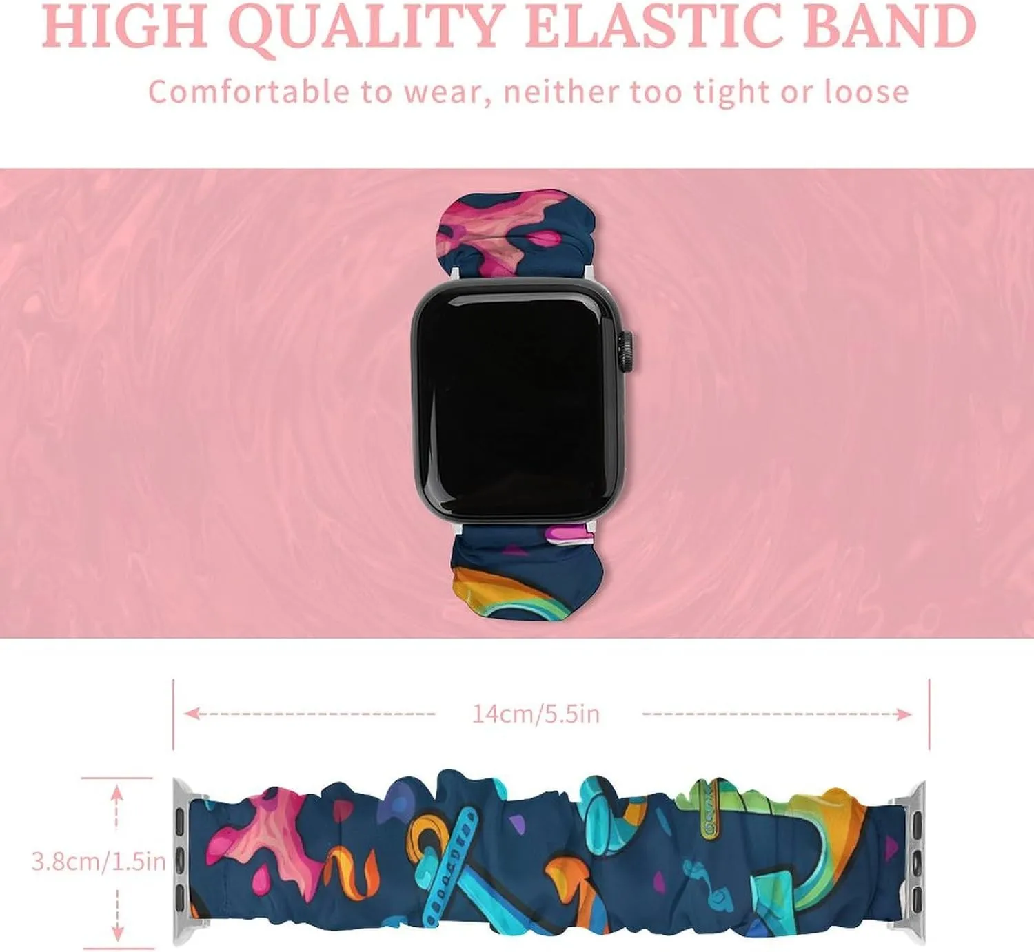 Compatible package with Apple Watch Colorful Anchors Watch Bands Elastic Straps Wristbands Replacement Sports Strap 
