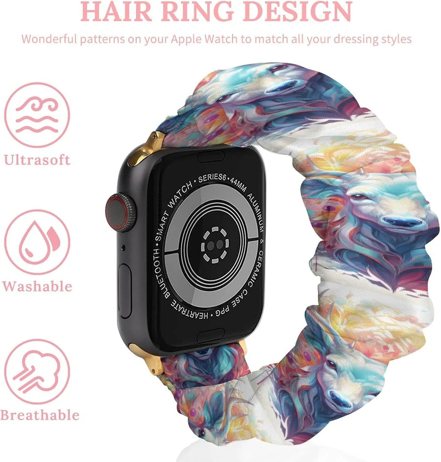 Compatible with Apple Watch Colorful basically Antelope Watch Bands Elastic Straps Wristbands Replacement Sports Strap 