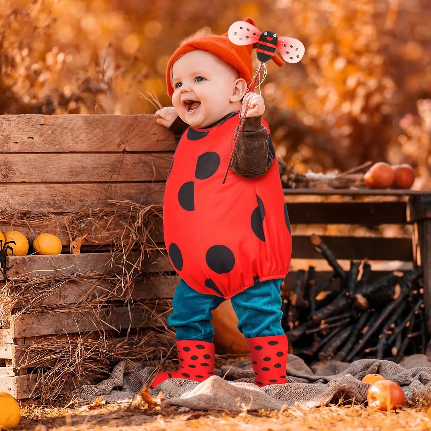 Cosplay for faintly column Birthday Theme Party Dress Liitrsh Halloween Baby Ladybug Costume Set Infant Toddler Cozy Plush Lady Bug Animal 