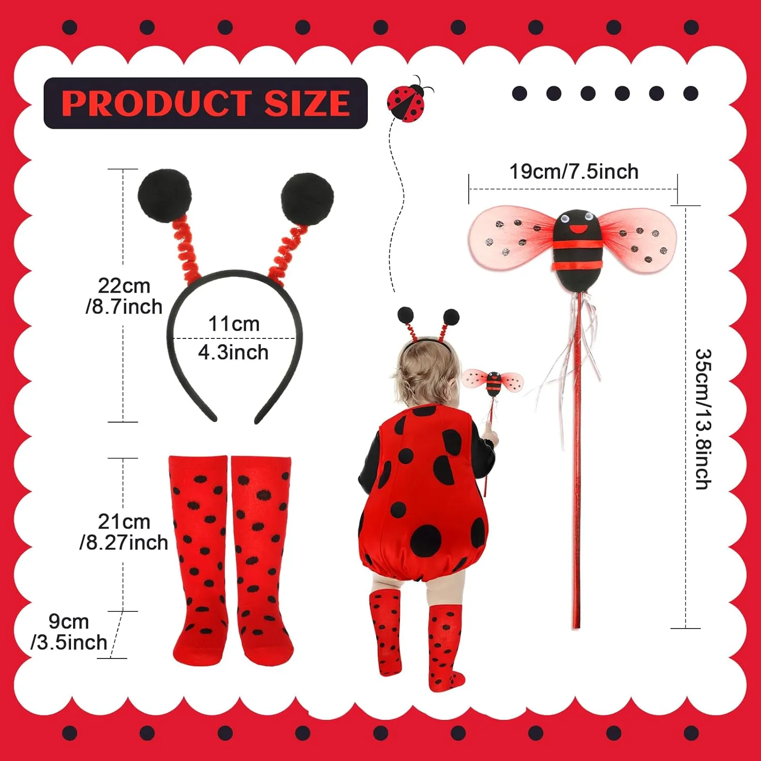 Cosplay for faintly column Birthday Theme Party Dress Liitrsh Halloween Baby Ladybug Costume Set Infant Toddler Cozy Plush Lady Bug Animal 