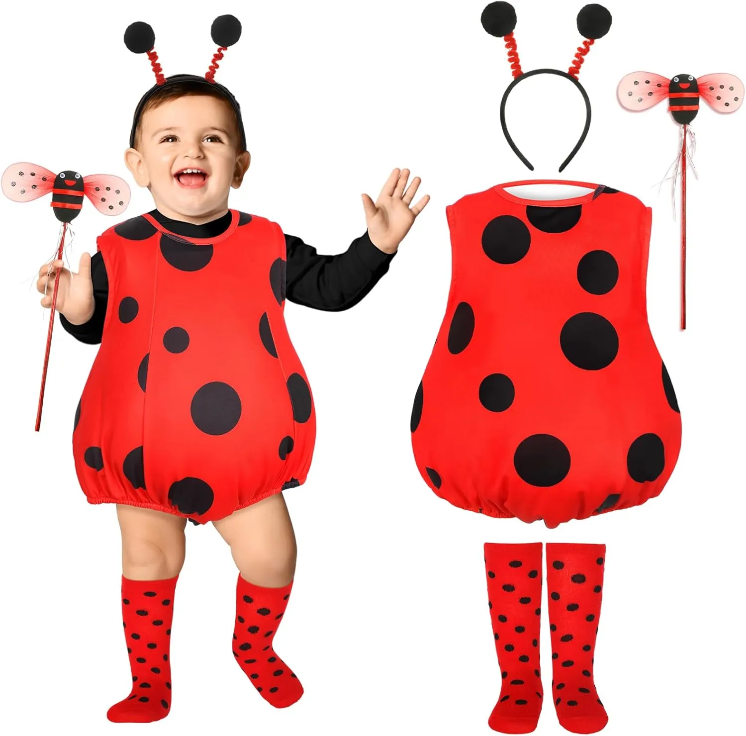 Cosplay for faintly column Birthday Theme Party Dress Liitrsh Halloween Baby Ladybug Costume Set Infant Toddler Cozy Plush Lady Bug Animal 