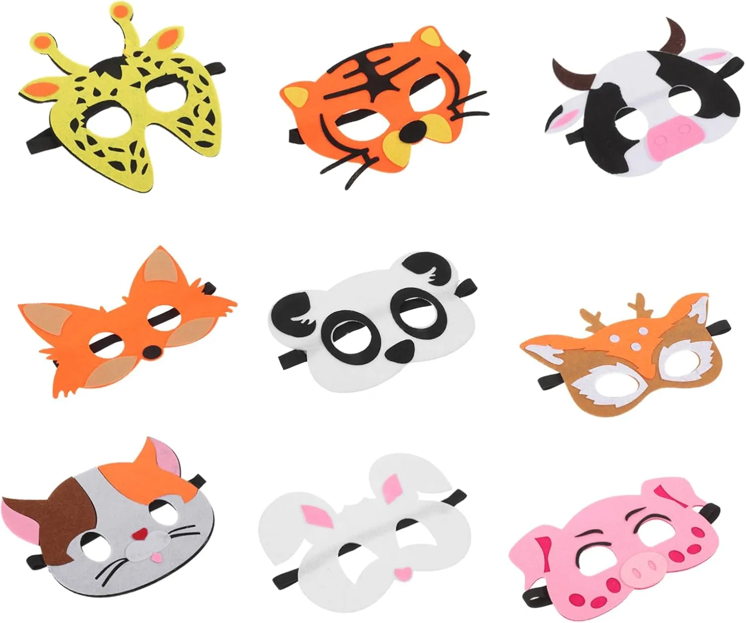 Cosplay Parties Includes Cow Giraffe More Costume Accessories for Dress-up Events KICHOUSE 18pcs comply bureaucracy peddler Animal Masks for and Fun Felt Face Masks for Halloween and 