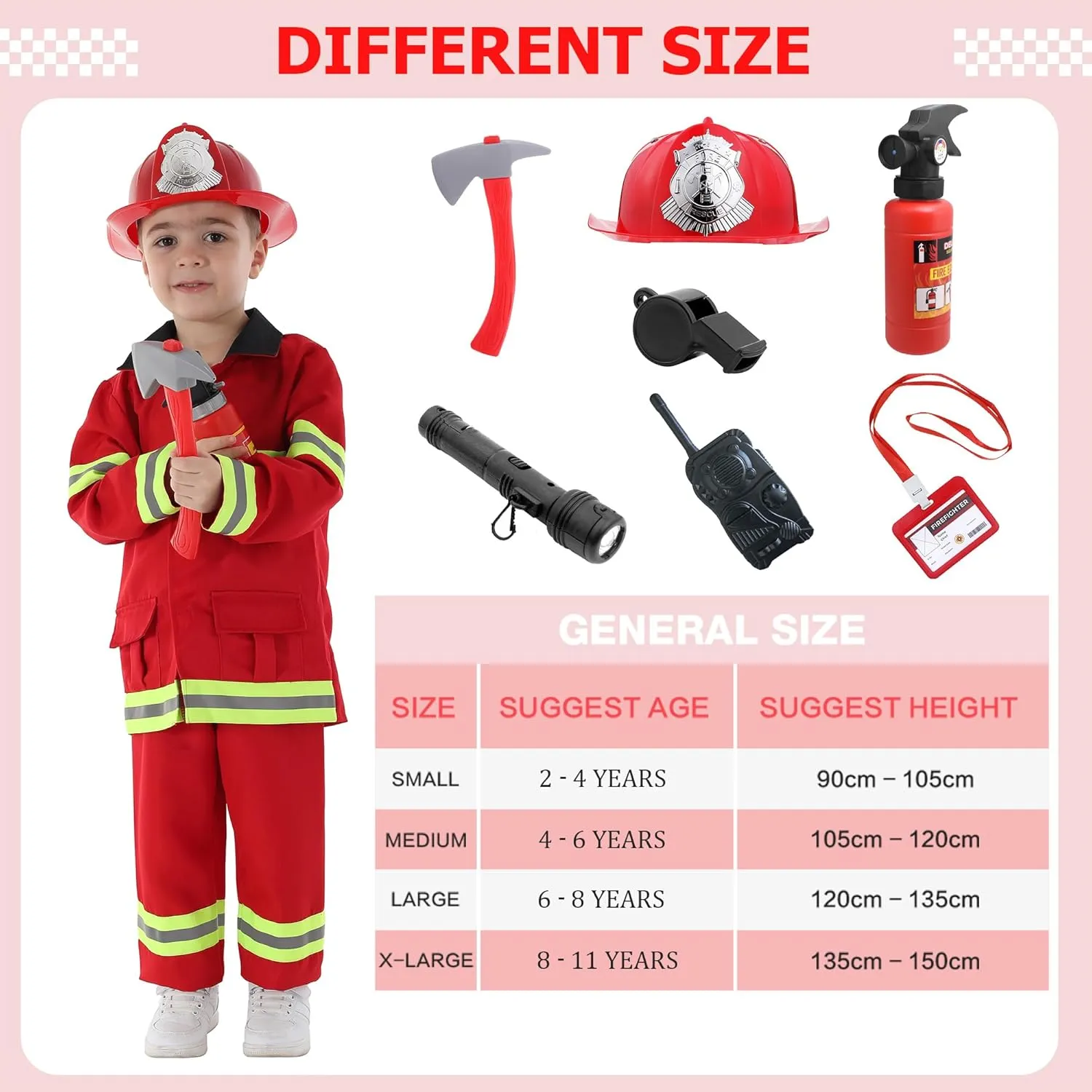 Costume For amuse Kids Fire Chief Cosplay Role Play Toys Fireman 