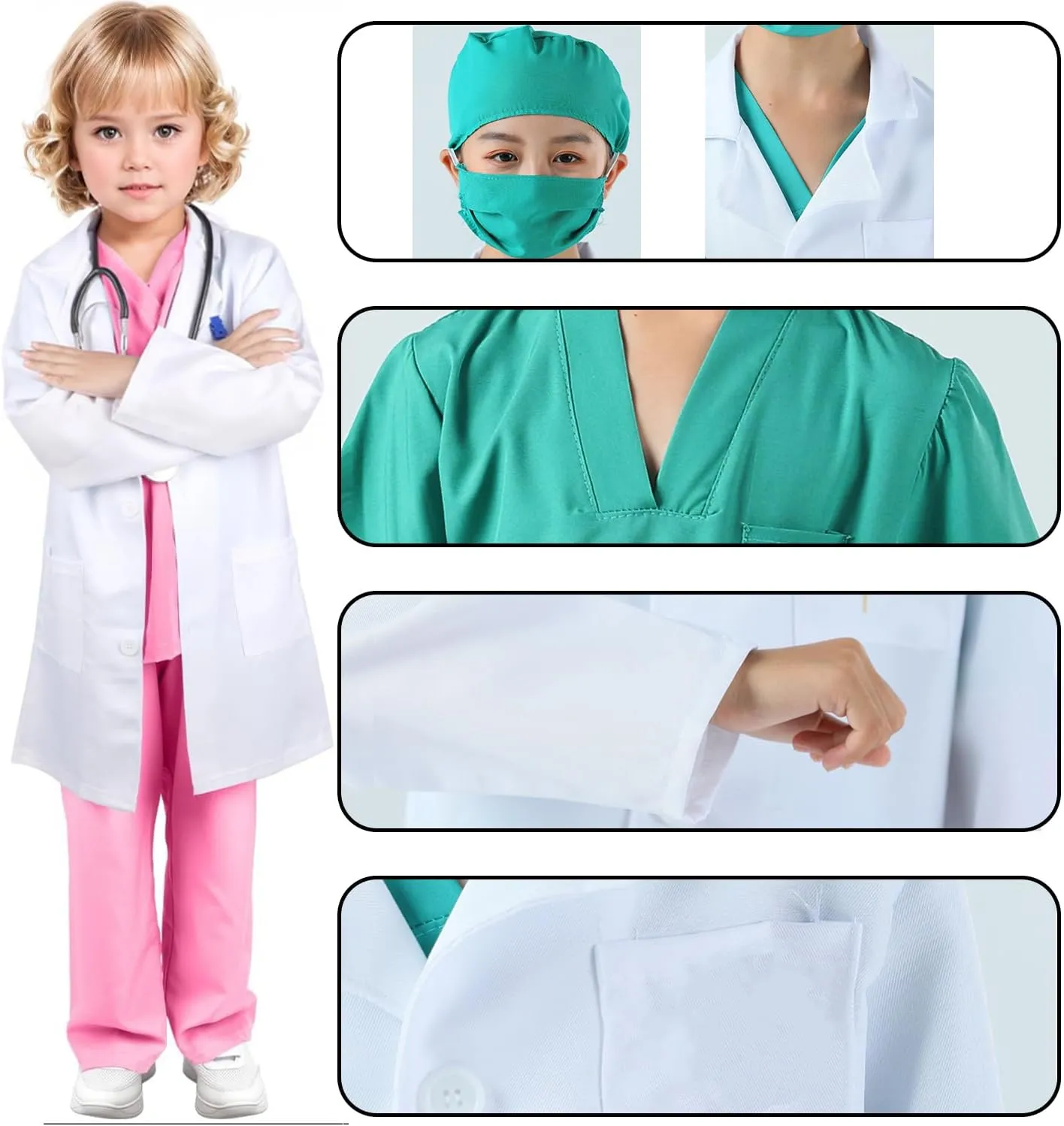 Costume for Kids$ Halloween Doctor Dress compensation delicate direct charter up for Boys Girls with Lab Coat Bag Real Stethoscope LISUNLI Doctor 