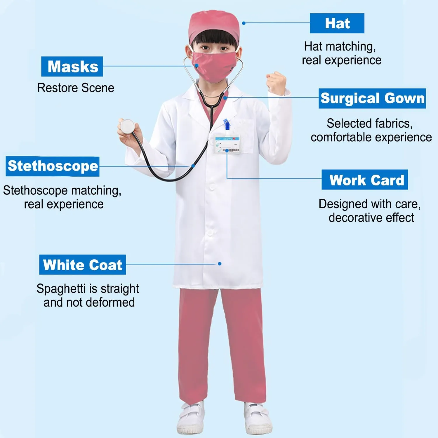 Costume for Kids$ Halloween Doctor Dress compensation delicate direct charter up for Boys Girls with Lab Coat Bag Real Stethoscope LISUNLI Doctor 