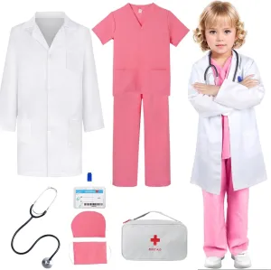 Costume for Kids$ Halloween Doctor Dress compensation delicate direct charter up for Boys Girls with Lab Coat Bag Real Stethoscope LISUNLI Doctor 