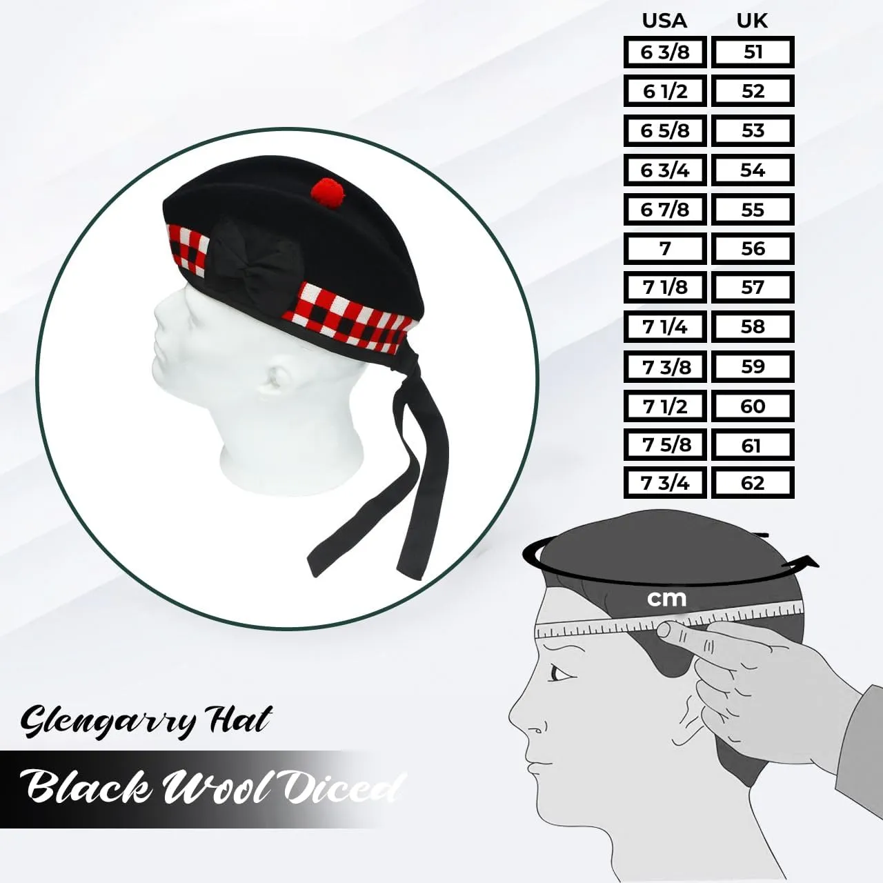 Cotton Ribbon Glengarry Cap-Traditional Scottish Hat,100% Wool, Acrylic Wool Tartan,Kilts/Bagpipes wisdom left haphazard Accessories,Polyester 