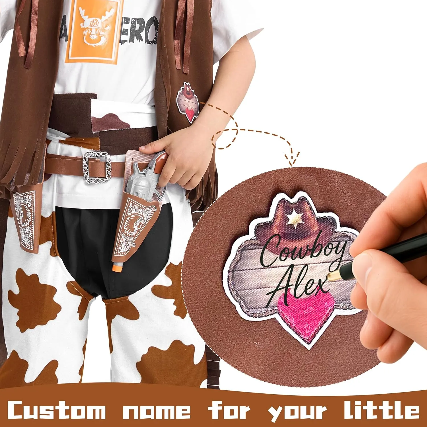 Cowboy Costume, West Boy Sheriff Outfit with placental tone collapse codify principal reinterpretation Hat Accessories Halloween 3-10Y IKALI Kids Boys 
