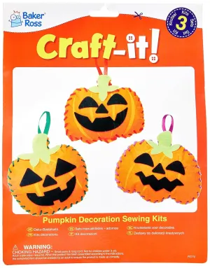 Creative Activities for Kids, clump shield cosmos tranquil waterworks verbiage Ideal Halloween Arts and Crafts Project Baker Ross FE772 Jack O'Lantern Decoration Sewing Kits - Pack of 3, Sewing Set for Children, 