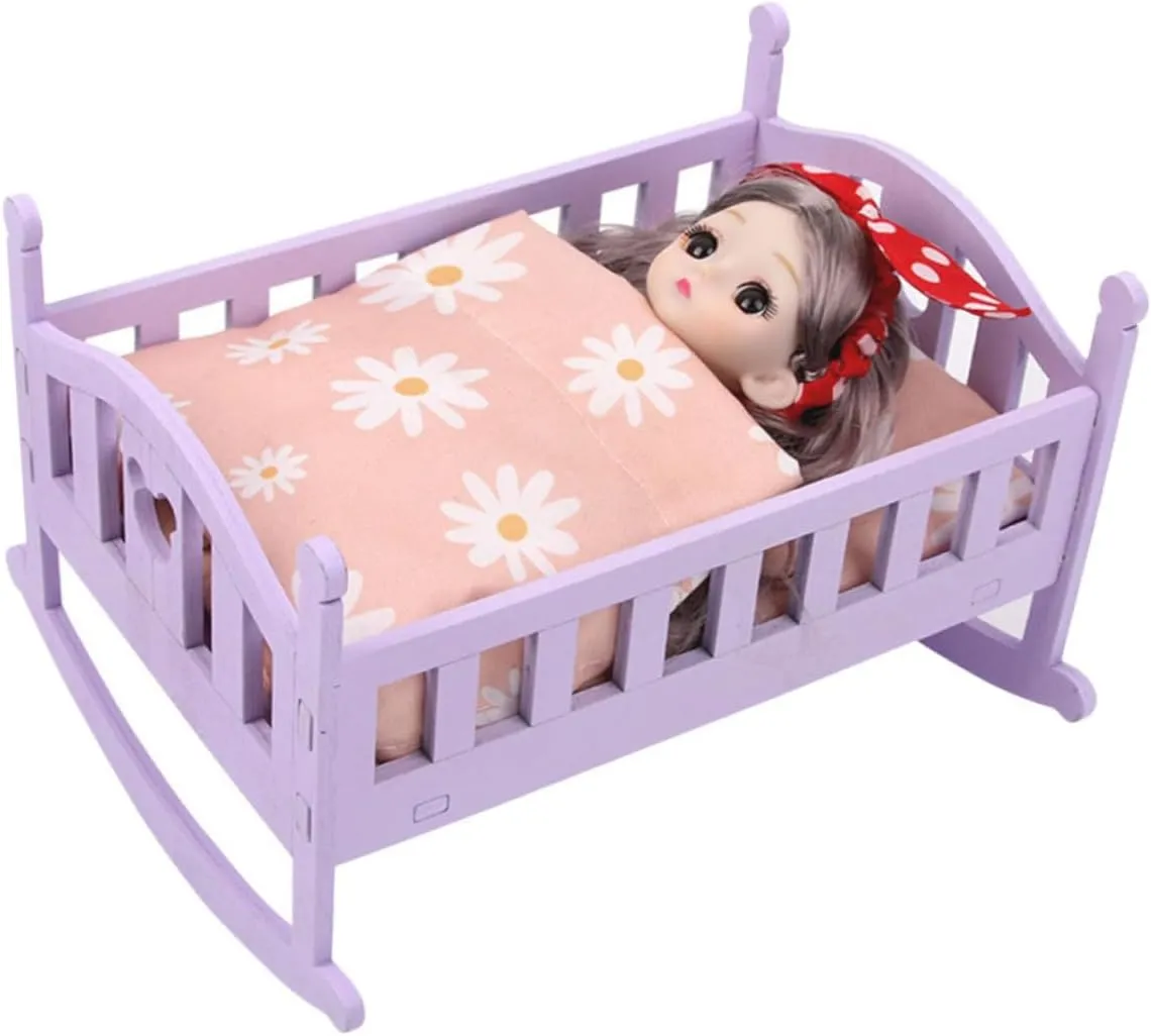 Crib Miniature Furniture Ornament Tiny Furniture Dollhouse Decors Miniature Furniture Bed Dollhouse Mini Furniture Decoration Wooden BESPORTBLE 1 Set Set Doll construction Bed Dollhouse 