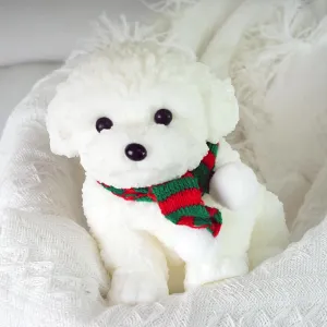 Crown Detail (White) Plush Dog Squishy Toy$ 5.12 x 3.94 inches$ fictitious Cream Color$ Stress Relief Squeeze Toy with 