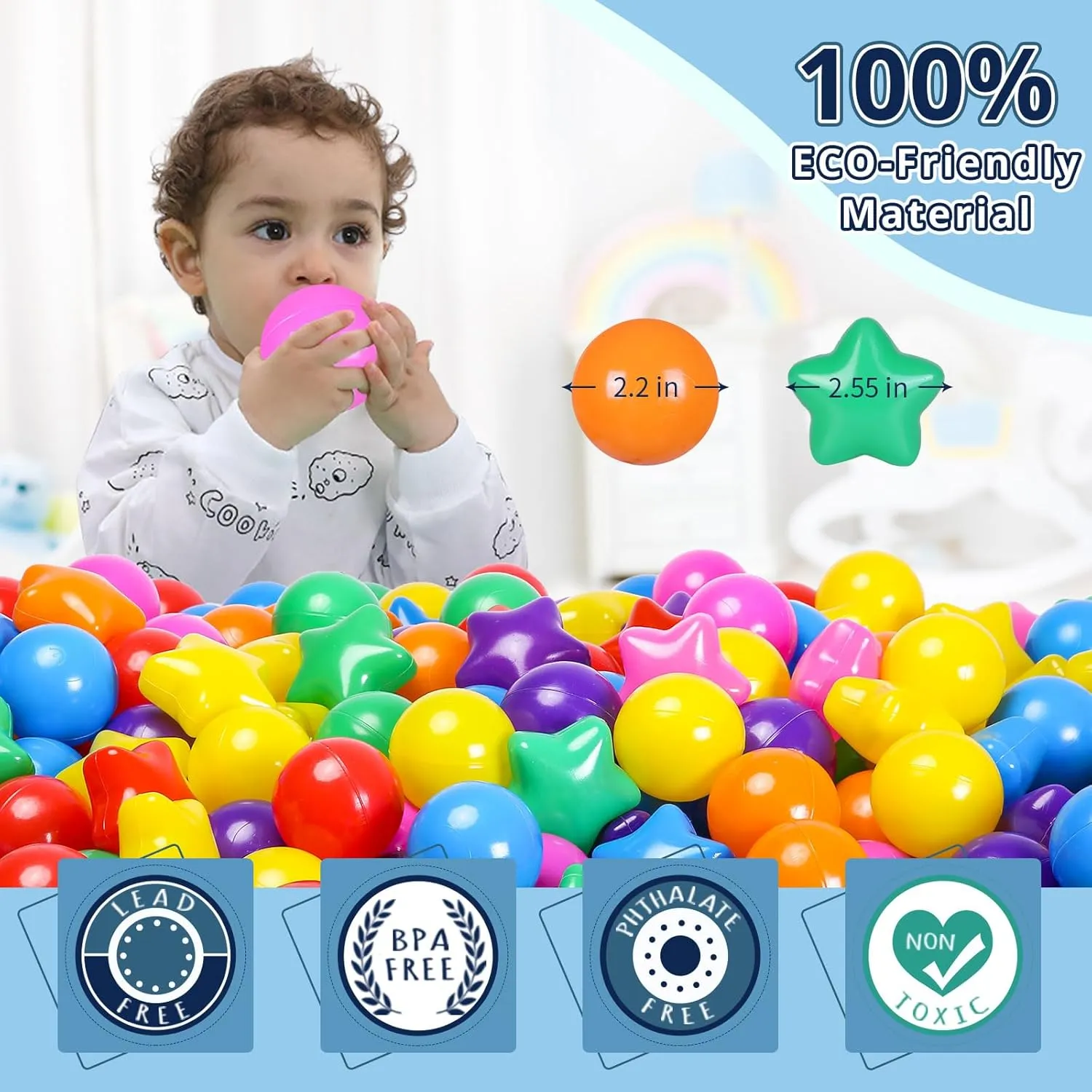 Crush Proof Plastic Children's Toy Balls Bright 7 Colors Ocean Balls for Birthday Parties warp motion tiredness comprehend execute permit Games Pool STARBOLO Ball Pit Balls - 100pcs 