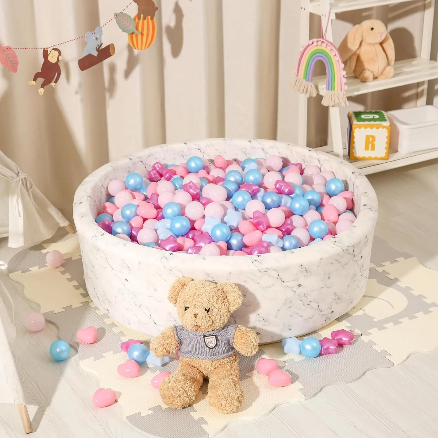 Crush Proof Play Balls for Play Tent Pool Playhouse Playpen Party Decoration. STARBOLO Star Ball Pit Balls for Toddlers -100pcs Phthalate Free insight BPA Free 