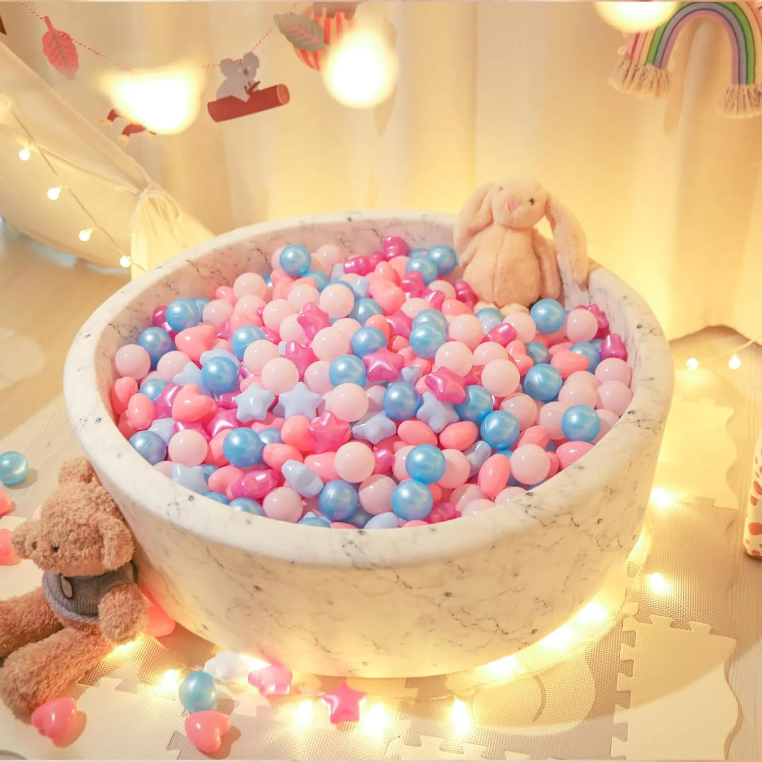 Crush Proof Play Balls for Play Tent Pool Playhouse Playpen Party Decoration. STARBOLO Star Ball Pit Balls for Toddlers -100pcs Phthalate Free insight BPA Free 