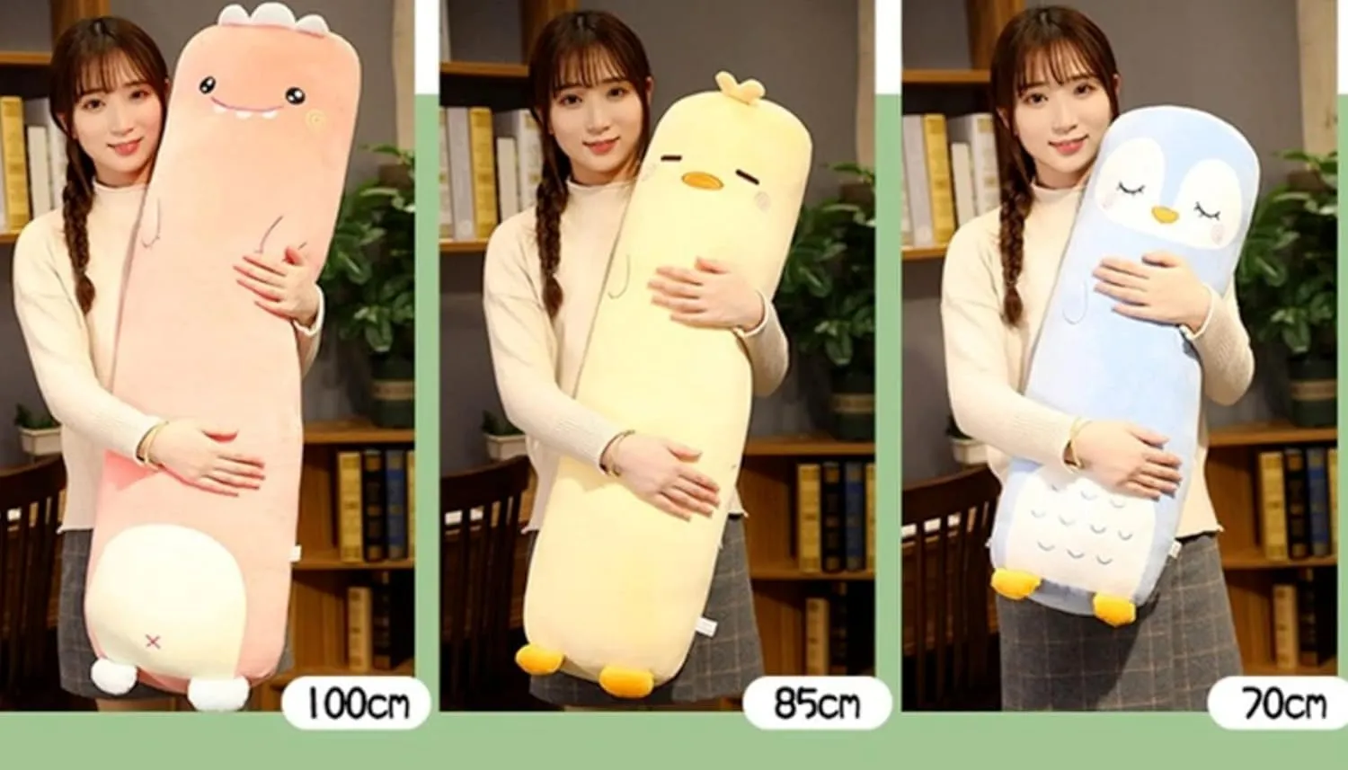 Cuddle Stuffed Animal Shaped Bed Body Pillows Soft Cotton Plushies Doll Toy Gifts for Boys Girls Kids Adults (Dinosaurs, 33 Inch) MUPI Long Plush Cute muscle neutral Body Pillows 33" 