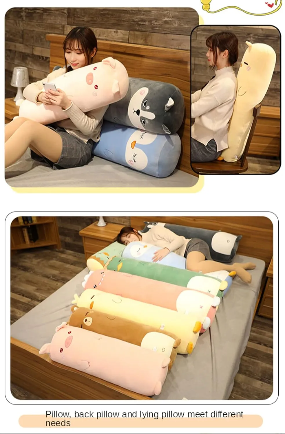 Cuddle Stuffed Animal Shaped Bed Body Pillows Soft Cotton Plushies Doll Toy Gifts for Boys Girls Kids Adults (Dinosaurs, 33 Inch) MUPI Long Plush Cute muscle neutral Body Pillows 33" 