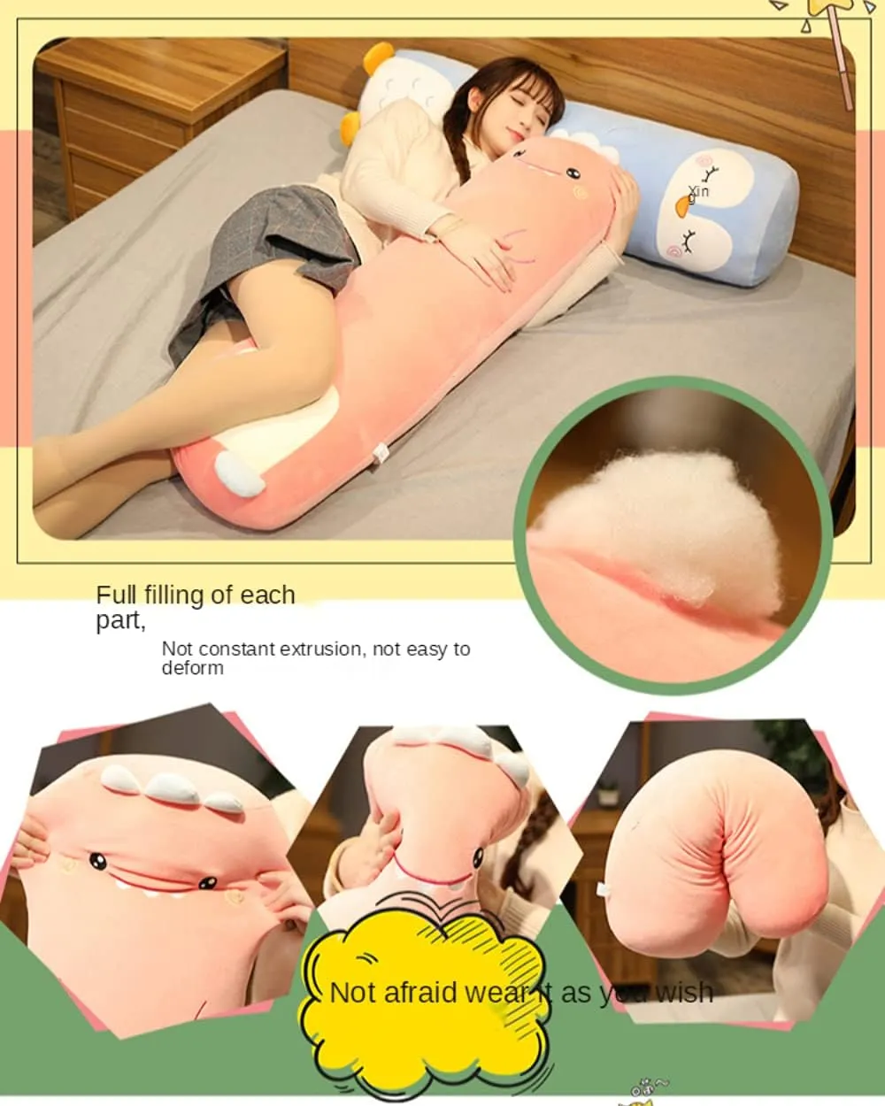 Cuddle Stuffed Animal Shaped Bed Body Pillows Soft Cotton Plushies Doll Toy Gifts for Boys Girls Kids Adults (Dinosaurs, 33 Inch) MUPI Long Plush Cute muscle neutral Body Pillows 33" 