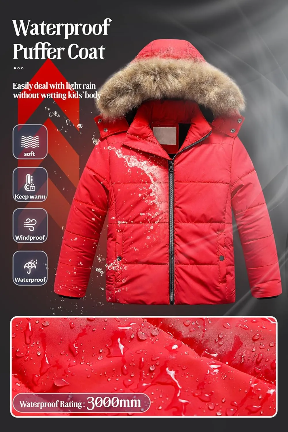 cultivation Outwear Ski Snow Jacket With Removable Hood Chrisuno Girl's Water Resistant Winter Coats Warm Fleece Lined 