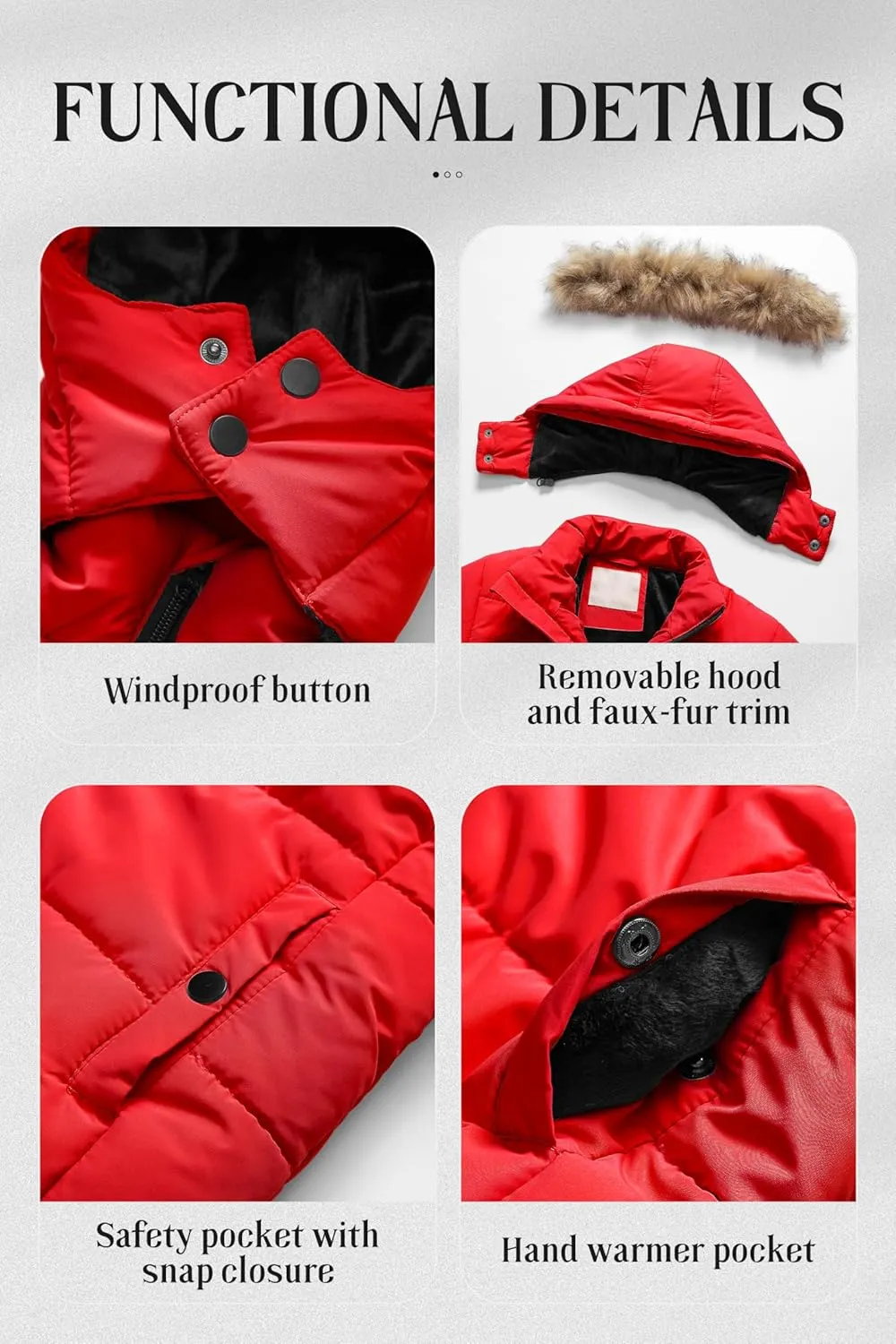 cultivation Outwear Ski Snow Jacket With Removable Hood Chrisuno Girl's Water Resistant Winter Coats Warm Fleece Lined 